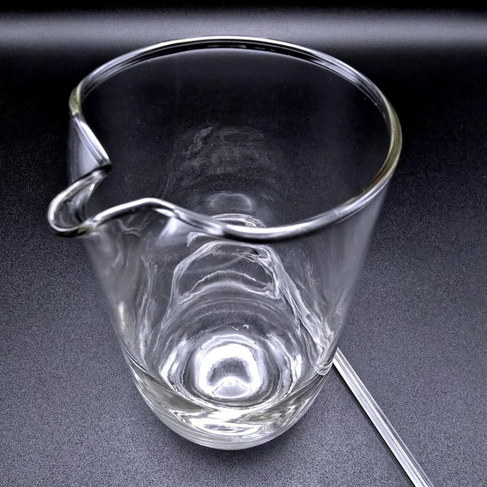 Hand Blown Clear Glass Heart Rim Cocktail Mixing Pitcher with Glass Stir Rod‎